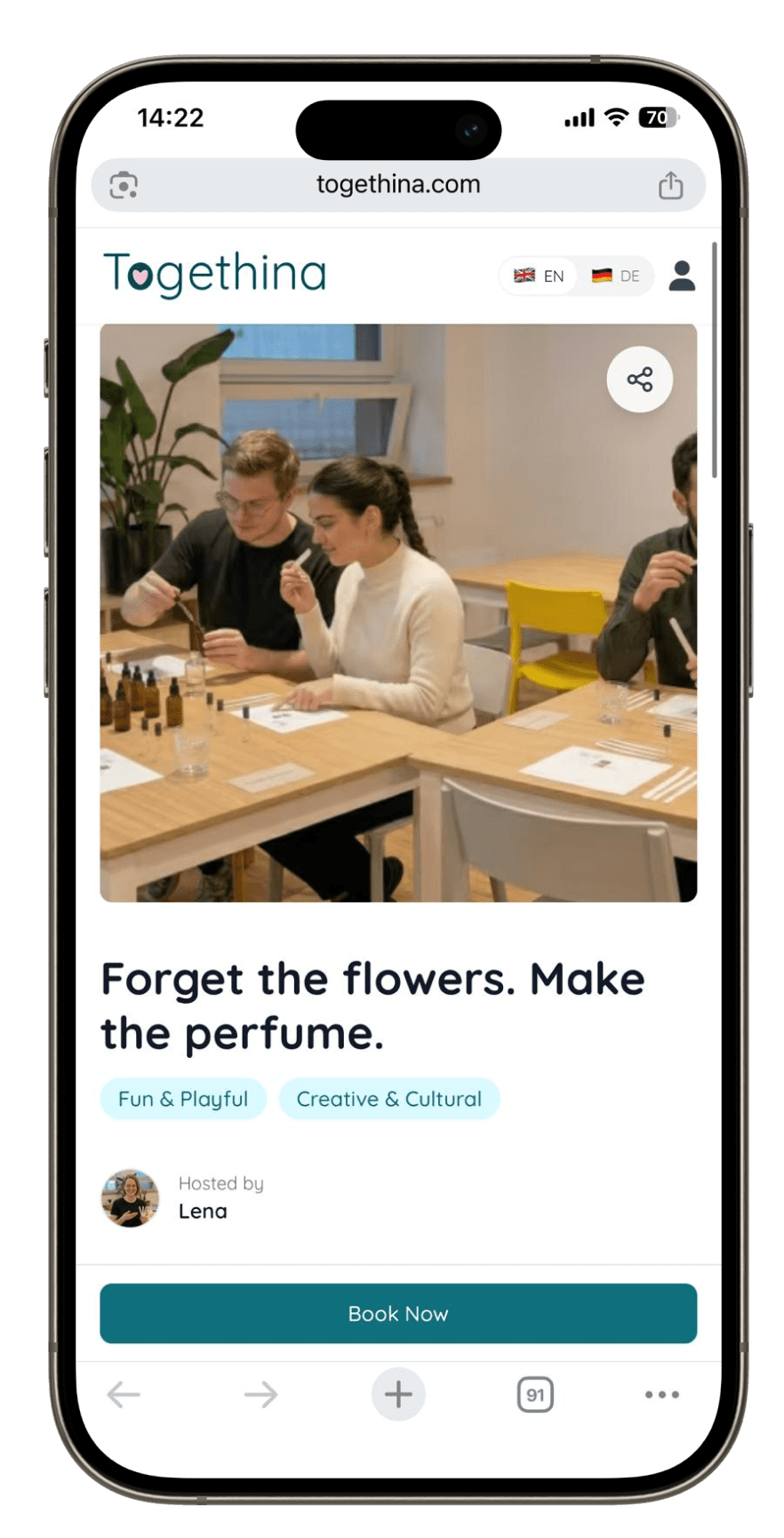Event listing on mobile